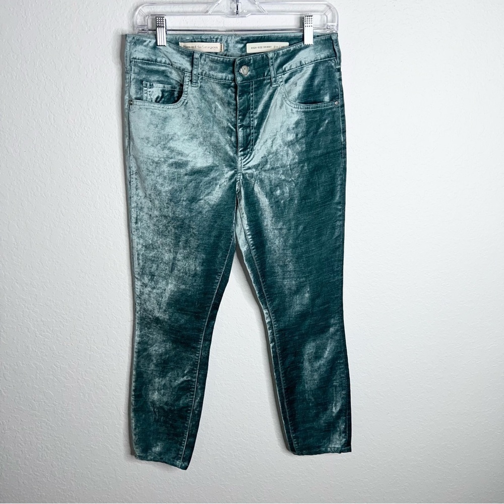 Anthropologie Pilcro Velvet Pants Women’s size 29 Skinny Turquoise Teal L